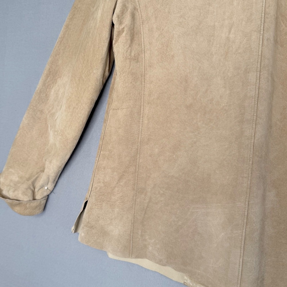 LORD & TAYLOR Tan Suede Leather Jacket Women's Size L Classic Style - Picture 8 of 14
